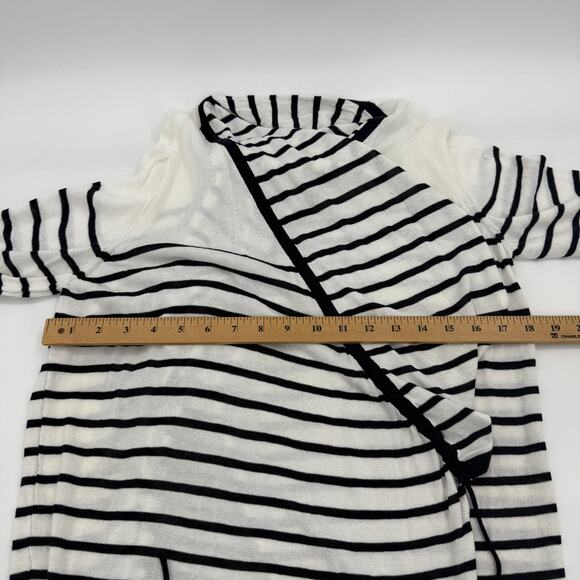 SAKS FIFTH AVE Womens Stripe Open Front Cardigan Size M Sweater Nautical Layer - Picture 7 of 8